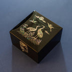 Mother of Pearl Mini Jewelry Box - Organizer for Earring Necklace Ring & Bracelet Jewelry Display Storage Case for Woman Unique Gifts (Crane_Black)