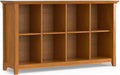 SIMPLIHOME Acadian Console Table - 57 Inch Wide Solid Wood 8-Cube Storage Sofa Table in Light Golden Brown, Storage Unit for Living Room or Bedroom with Grooved Side Panels and Tapered Legs