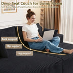 71" Oversized Double Chaise Lounges Indoor, Upholstered Corduroy Oversized Chaise Lounge Chair, Modern Sleeper Loveseat Chair Boneless Cloud Couch for Living Room Bedroom Reading (Black)