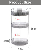 360 Rotating Makeup Organizer,3 Tier Large Capacity Make Up Organizers and Storage,Skincare Perfume Vanity Organizers,Bathroom Cosmetics Storage Organizer Countertop(Grey)