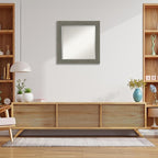 Amanti Art Grey Wall Mirror 25x25 Fencepost Grey Narrow Square Bathroom Mirror for Wall Decor Living Room, Medium Country Rustic Wood Frame, Hangs Horizonally and Vertically, Bathroom Decor, Beveled
