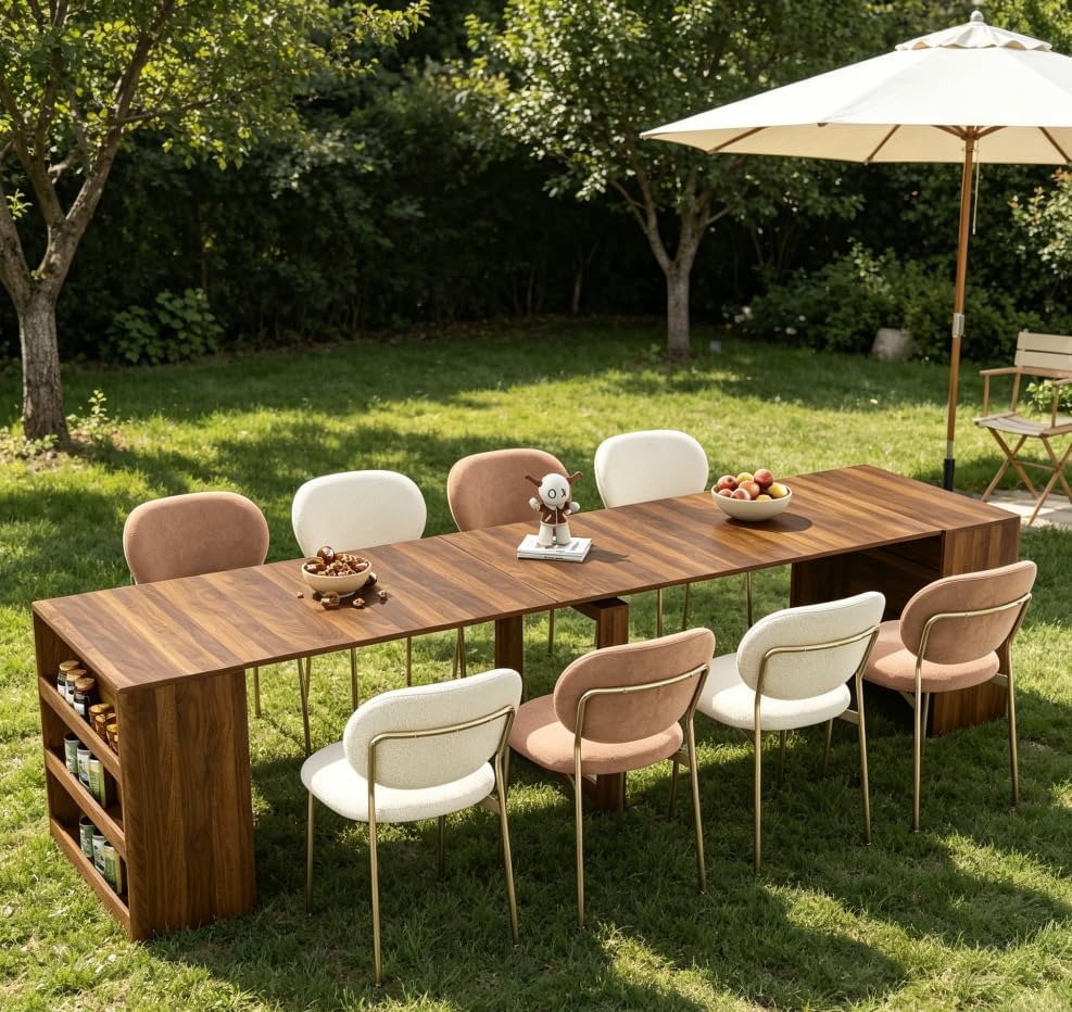 27.5"/122.8" Extendable Dining Table, Kitchen Dining Room Table wit...
