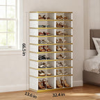 SYNCVIBE Shoe Rack Organizer for Closet Entryway Foldable Sneaker Storage Shoe, Collapsible Shoe Cabinet, Stackable Shoe Storage Cabinet with Lids for Living Room (9 Tiers -36 Pairs White Gold)