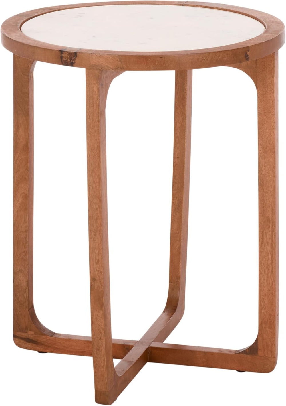 SAFAVIEH Home Collection – Minori Walnut Solid Wood & White Marble Round ...