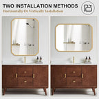 36 x 48 Inch Gold Bathroom Vanity Mirror for Wall with Non-Rusting Metal Frame Large Rounded Rectangle Mirror for Over Sink (Horizontal/Vertical)