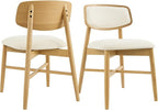 CHITA Wooden Dining Chairs Set of 2, Mid Century Modern Dining Room Chair, Natural Solid Wood Frame Kitchen Chairs, for Dining Room, Kitchen, Living Room (Upholstered Seat, Oak)