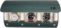 DailyWatch | Personalized Watch Roll Travel Case For 3 Watches - Handmade Genuine Leather Travel Case With Custom Engraving of Name or Initials - Dark Green Litchi