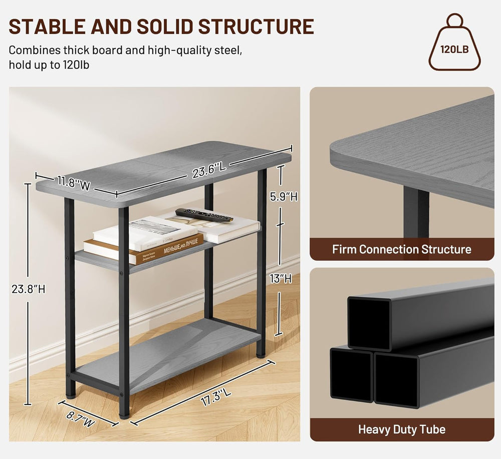 SLEEPING LAMB Side Table for Living Room, 3-Tier End Table for Small Space wi...