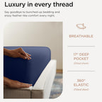 Threadmill Supima Cotton Sheets Queen | 656 Thread Count Queen Sheets for Queen Mattress | 4 Piece Luxury Bed Sheets | Sateen Weave Hotel Quality Sheet with Elasticized Deep Pocket | Folkstone Blue
