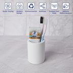 Drying Stone Toothbrush Holder, Diatomite Toothbrush Cup for Bathroom Counter, Quick Drying Electric Toothbrush and Toothpaste Holder Bathroom Organizer, White