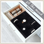 Henoyso 2 Pieces 12 Grid Velvet Watch Tray Jewelry Organizer Stackable Watch Bracelet Bangle Display Holder Adjustable Pillow(Black)