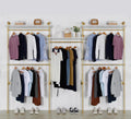 Industrial Pipe Clothing Rack Wall Mounted 5 Hanging Rods Garment Bar with Storage Shelf, Heavy Duty Metal Clothes Racks Closet System for Hanging Clothes Retail Display (Gold)