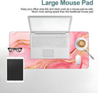 Pink and Gold Stripes Gaming Mouse Pad 31.5"x11.8"Desk Mat Anti-Slip Rubber Base & Durable Stitched Edges for Gamers Smooth Mouse Writing Surface for Desk Office/Home