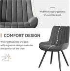 Mid Century Modern Dining Chairs Set of 6, Soft Cushion Upholstered Fabric Kitchen Chairs, Dark Grey