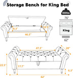 67'' End of Bed Storage Bench King Size, Storage Bench for Bedroom End of Bed, Upholstered Velvet Tufted Storage Ottoman Benches with Arms for Living Room, Entryway, Dark Blue
