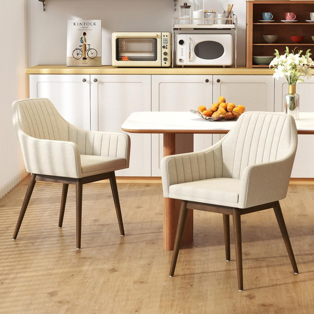 GOFLAME Upholstered Dining Chairs Set of 4, Fabric Kitchen Chairs with Rubber...