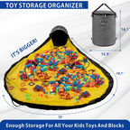 Toy Storage Organizer & Play Mat for Kids - Foldable Bin Toys Box Holds Rooms, Building Bricks Toy Storage Basket, Foldable Fabric Bag for Nursery (grey)