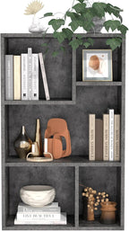 VECELO Contemporary Bookshelf, 5 Cube Shelf, Fits Tallest Hardcovers, Horizontal Available, Storage Organzier for Home Office,Modern Gray