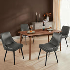 Modern Upholstered Dining Chairs Set of 4 with Thick Seat Cushion and Curved Back, Synthetic Leather Mid-Century Dinner Chair for Kitchen, Dining Room,Cafe (Faux Leather-Gray, Set of 4)