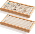 Novabright 2 Pcs Bamboo Ring Holder Bamboo Ring Display Stand 5 Slot Rings Display Tray Jewelry Storage Tray Organizer for Rings Earrings Selling Retail Stores Home Exhibitions