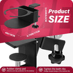 Desk Cup Holder for Coffee Mugs, Tumblers, Water Bottles with Mobile Phone Stand, Anti-Spill Metal School Home Office Accessories (Black-1)