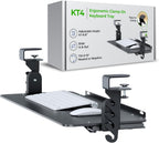 Kt4 Clamp on Keyboard Tray, Adjustable Slide Out Drawer for Desk, Height Tilt Adjustable Keyboard Holder, Under Desk Pull Out Tray (Black)