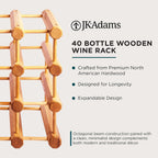 J.K. Adams Ash Wood Modular Wine Rack, Stackable Storage Holder, 40 Bottles