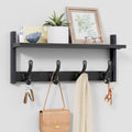 Tatub 20" Rustic Coat Rack Wall Mount with Shelf, Wall Hooks with Shelf, Heavy Duty Entryway Organizer Hangers for Hanging, Hat, Bag, Jacket for Bathroom, Living Room, Bedroom, Black