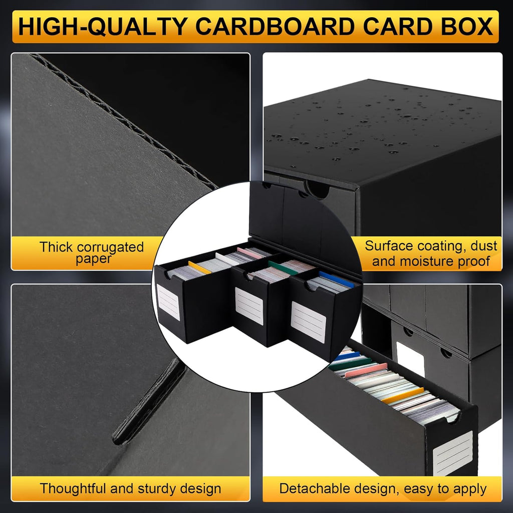 Trading Card Storage Box, Includes 24-600 CT Boxes & Card Dividers, + Trading Card Organizer for Collectible Card Games, for TCG, MTG, PTCG, Baseball Cards, with Labels & Tapes