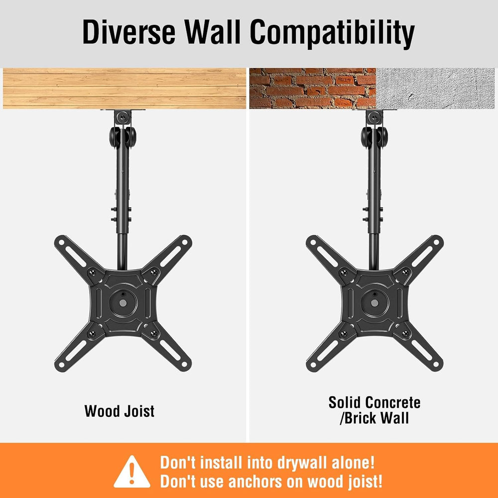 ELIVED Flip Down Ceiling TV Mount for Most 14-40 Inch TVs, 360° Swivel | Flod...