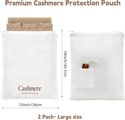 100% Lyocell Cashmere Sweater Storage Bags,Gift Set(2 Bag,2 Block) | Luxury Breathable Sweater Bag for Cashmere,Wool,18x15 inch,Garment Organizer for Closet & Travel,Small-Batch Handcrafted