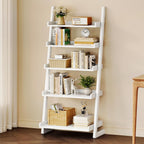 CozyDH Wooden Ladder Shelf, White Ladder Bookshelf Narrow 5-Tier,Ladder Shelf Bookcase Storage for Living Room, Bedroom, Home Office,23.6''Dx15.7''Wx55.1''H