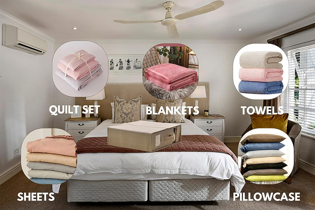 Linen Closet Organizer with Visible Window - Sheet, Blanket, Duvet & Pillowcase Folding Storage (Gray)