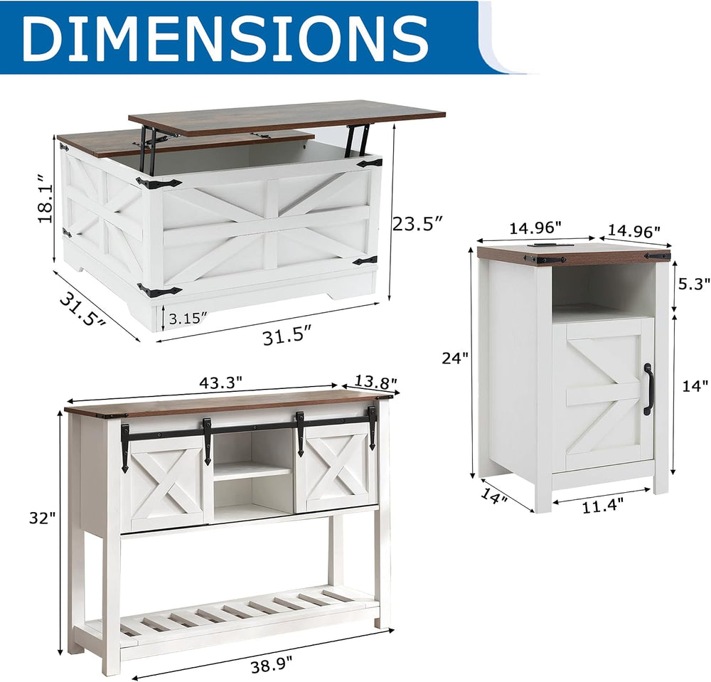 4-Piece Home Furniture Set Includes Coffee Table, Entryway Cabinet & Two ...