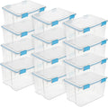 Sterilite 12-Pack Gasket Box, Weather-Resistant Storage Bins with Latching Lids, 54 Quart - Heavy-Duty Organizing Containers for Closet, Bathroom, and Office