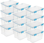 Sterilite 12-Pack Gasket Box, Weather-Resistant Storage Bins with Latching Lids, 54 Quart - Heavy-Duty Organizing Containers for Closet, Bathroom, and Office