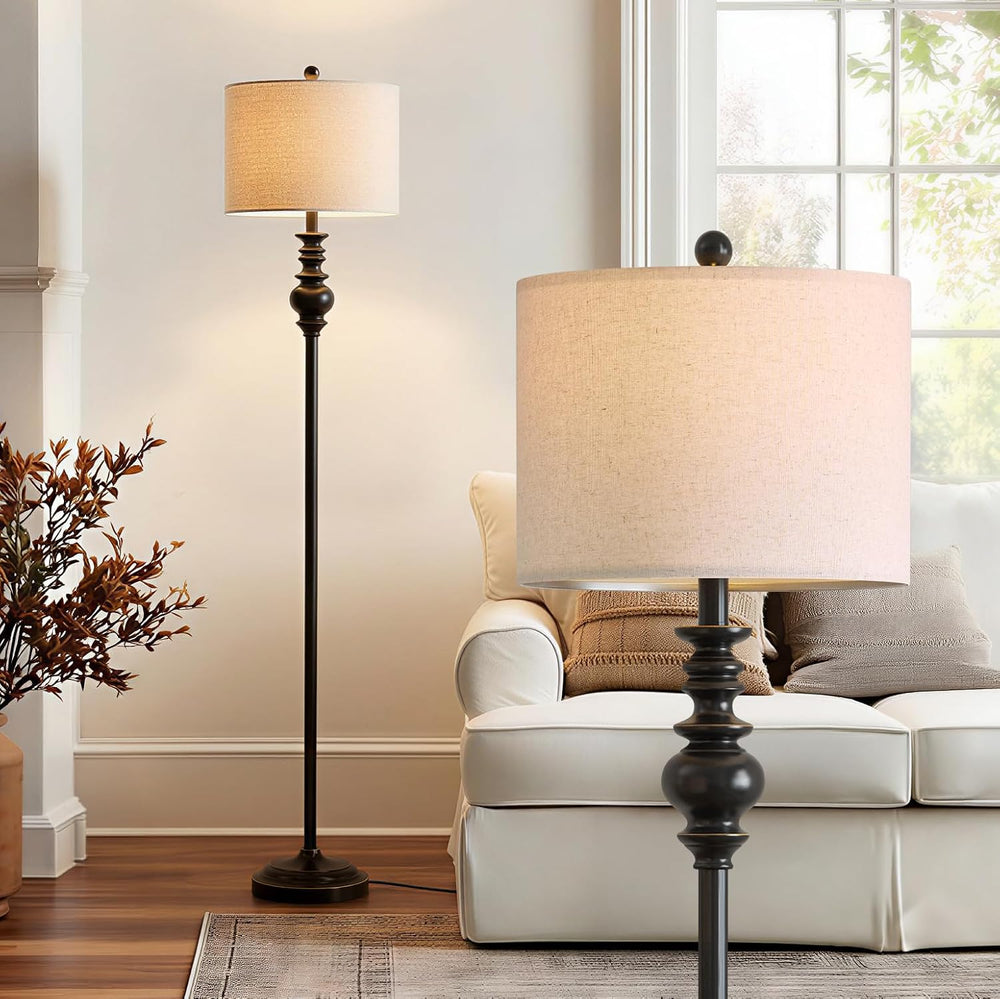 BOBOMOMO 64.25" Farmhouse Floor Lamp for Living Room, Tall Antique Black...