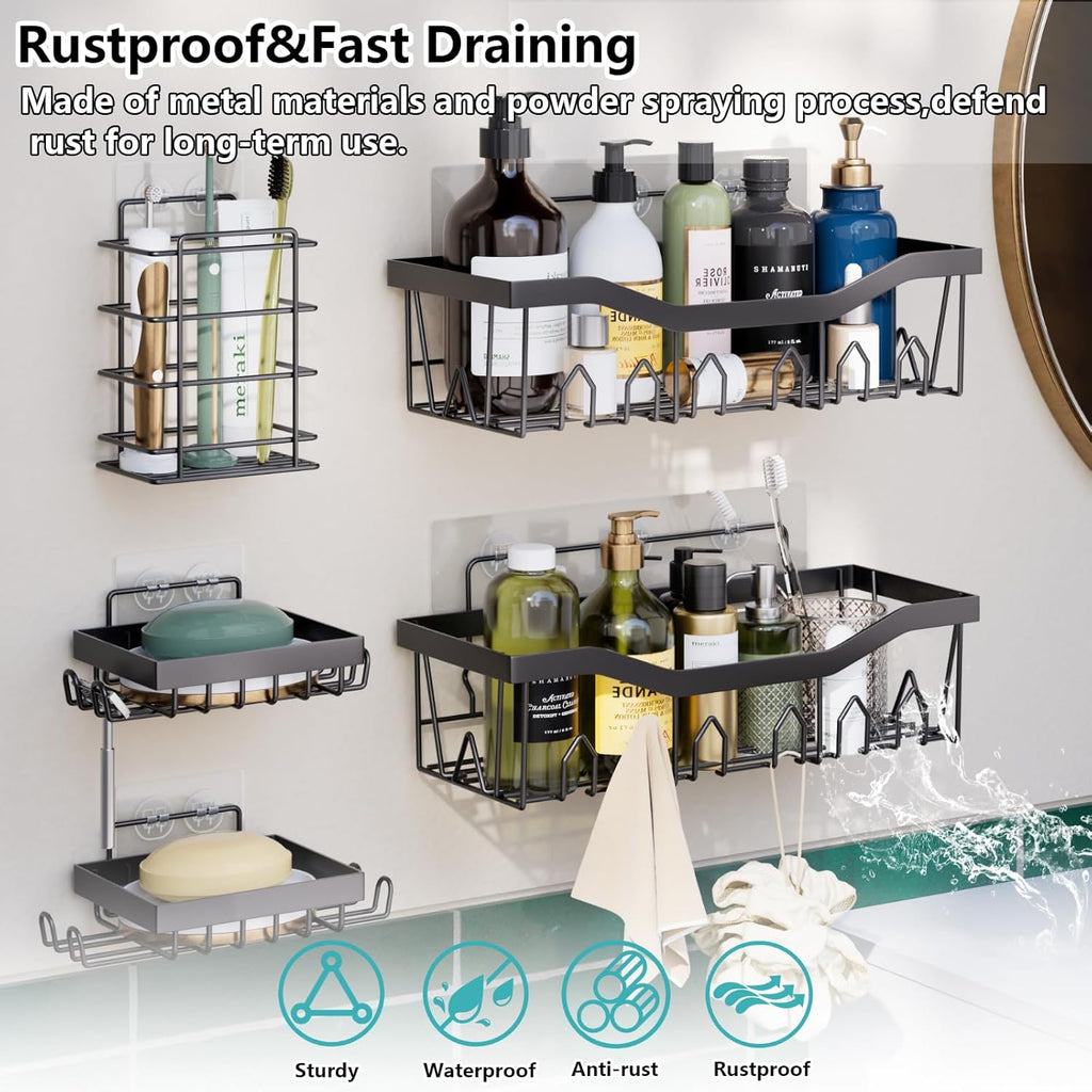 30PC Bathroom Accessories Set - Gorgeous Navy Blue Bathroom Set, Bathroom Accessory Set, Navy Blue Shower Curtain Set with Shower Caddy