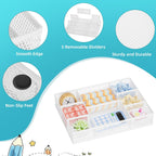 Marbrasse 2 Pack Desk Drawer Organizer, Mesh Drawer Organizer Tray with 8 Adjustable Compartments, Desk Organizers and Accessories, 5 Dividers for Office Supplies, Makeup & Vanity (White)