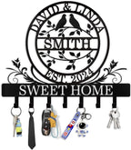 Key Holder for Wall, Personalized Couple's Name Key Rack Coat Rack, Metal Key Holder Wall Mount for Housewarming Gifts, Key Hook Wall Hanging Bedroom Hallway Decor