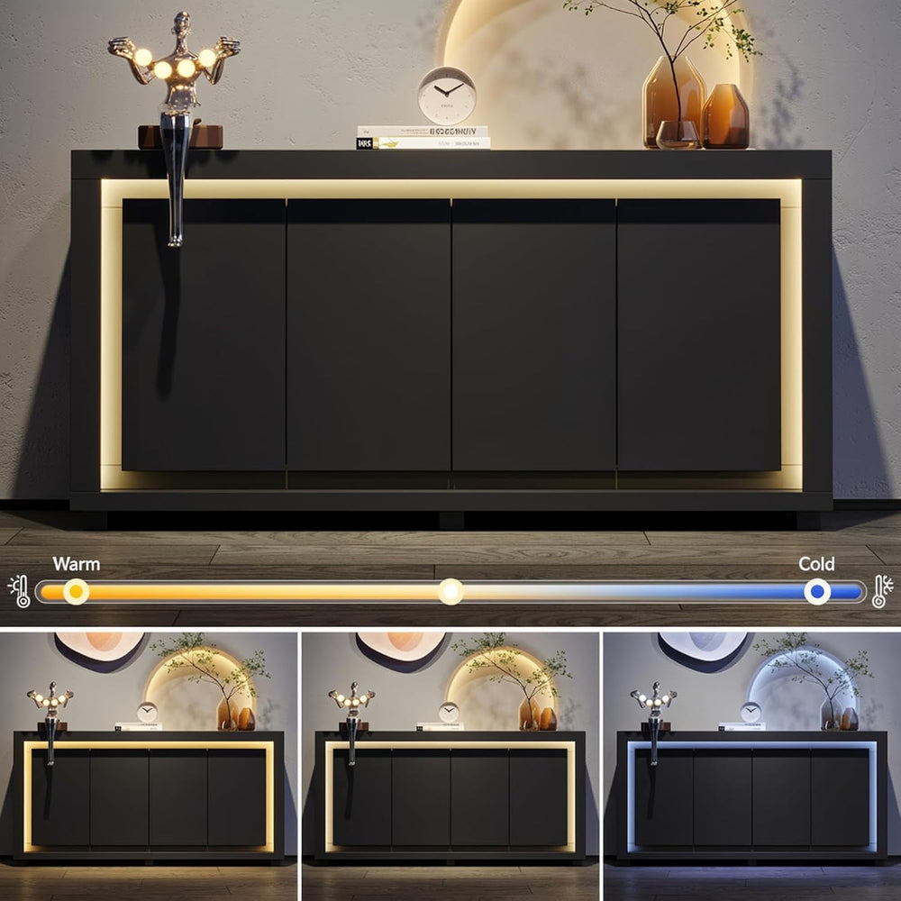 63"Sideboard Buffet Cabinet,Kitchen Buffet Storage Cabinet with Power Ou...