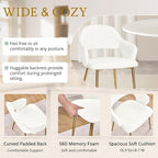 VECELO Velvet Dining Chairs Set of 6, Modern Upholstered Kitchen Chairs with Cushion, Padded Backrest and Metal Legs, White