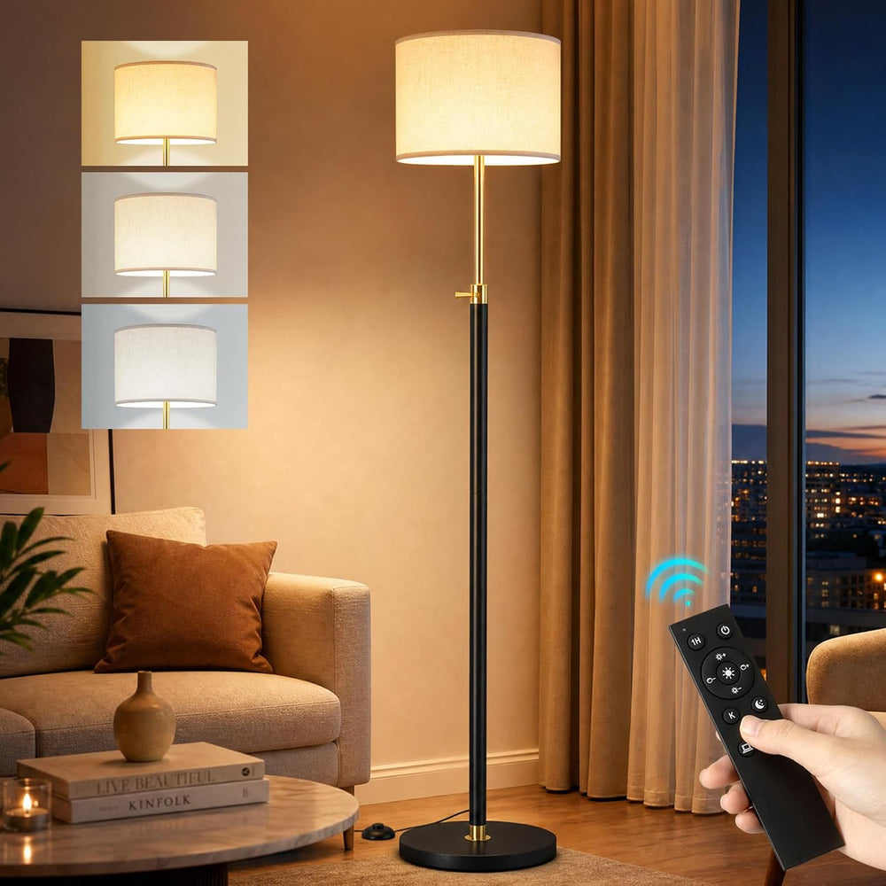 Floor Lamp Height Adjustable with Remote for Living Room and Bedroom Black