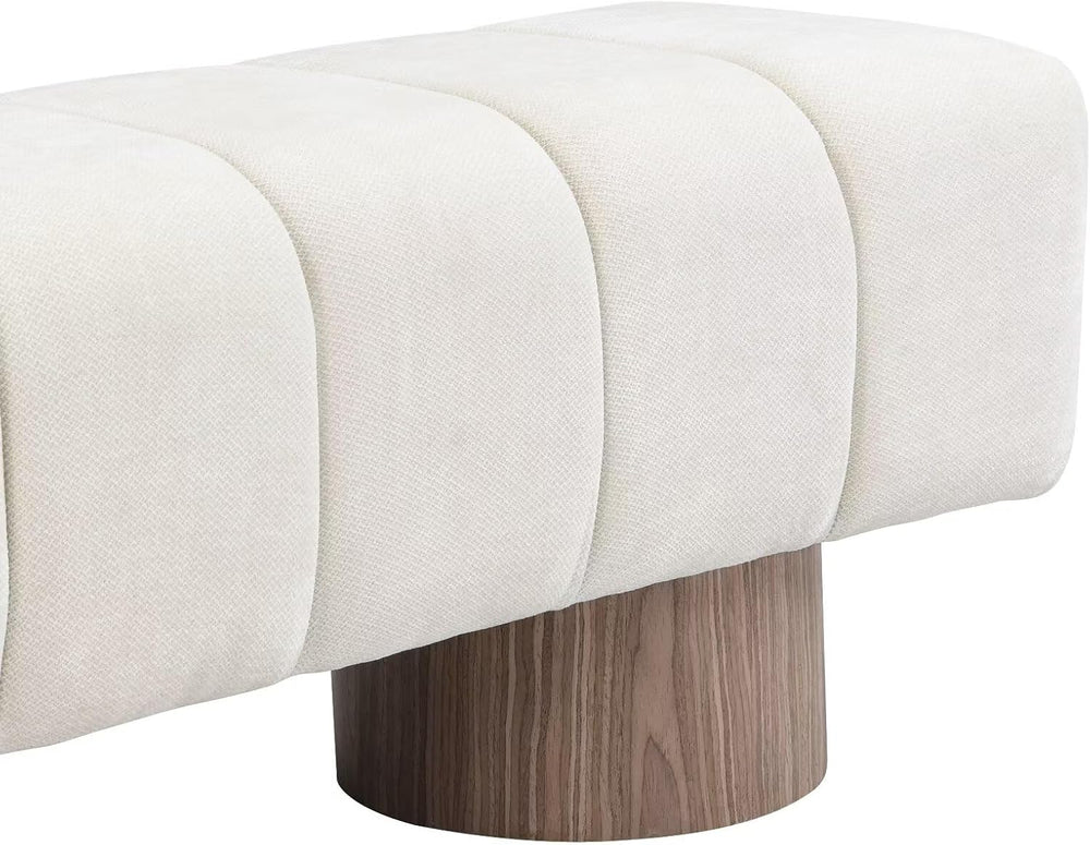 50" Upholstered Dining Bench, No-Assembly Chenille Fabric Ottoman Stool ...