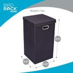 BIRDROCK HOME Single Laundry Hamper with Lid and Removable Liner | Linen | Easily Transport Laundry | Foldable Hamper | Cut Out Handles