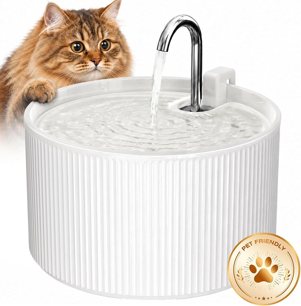 Voluas 2.2L Ceramic Cat Water Fountain, Pet Drinking Fountain with 1 Filter