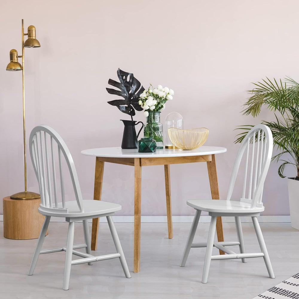 COSTWAY Windsor Dining Chairs Set of 2, Mid-Century Modern Wood Chairs w/Spin...