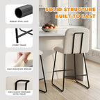 Bar Stools Set of 3, 26" Counter Height Bar Stools with Back, Modern Linen Fabric Upholstered Barstools with Metal Frame & Footrest for Kitchen Island, Home Bar,Beige