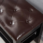 Shoe Storage Bench, Entryway Shoe Rack with Fiberleather Seat 2-Tier Lift Top Organizer Wooden Shoe Bench for Entryway Hallway Living Room (Black 31.5x13.8x18.9'')