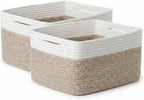 Large Storage Basket for Shelves 16.8”x13”x7.5”2 Pack | Large Baskets for Storage, Soft Cotton Rope Woven Baskets for Shelves, Closet, Laundry, Bathrooms, Blanket, Clothes, Closet